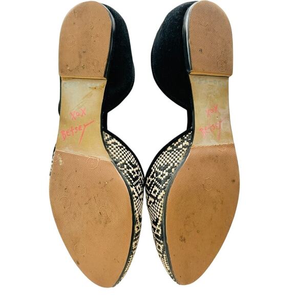 Betsey Johnson Cocoh Raffia Slip On Shoes Size 8.5 Tan Black Weaved D'Orsay Flat - Picture 5 of 6
